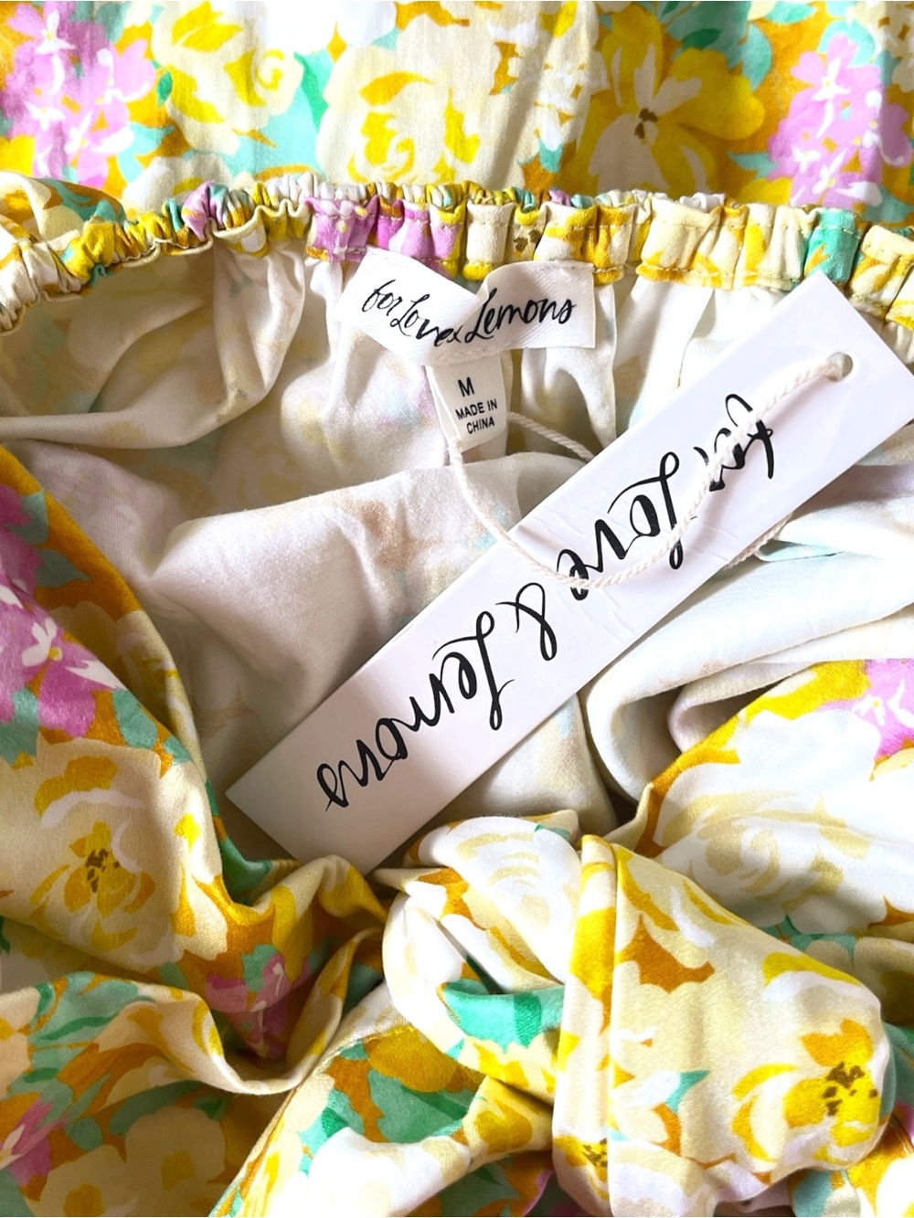 NWT For Love & Lemons Tamra Mini Dress in Yellow Floral Size Medium - Picture 7 of 11